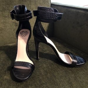 Vince Camuto Crocodile Black Heels 6.5